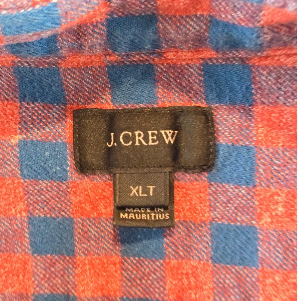 Los Angeles Dodgers x J.Crew Flannel Shirt Mens XLT Red Blue Bleached Back Patch